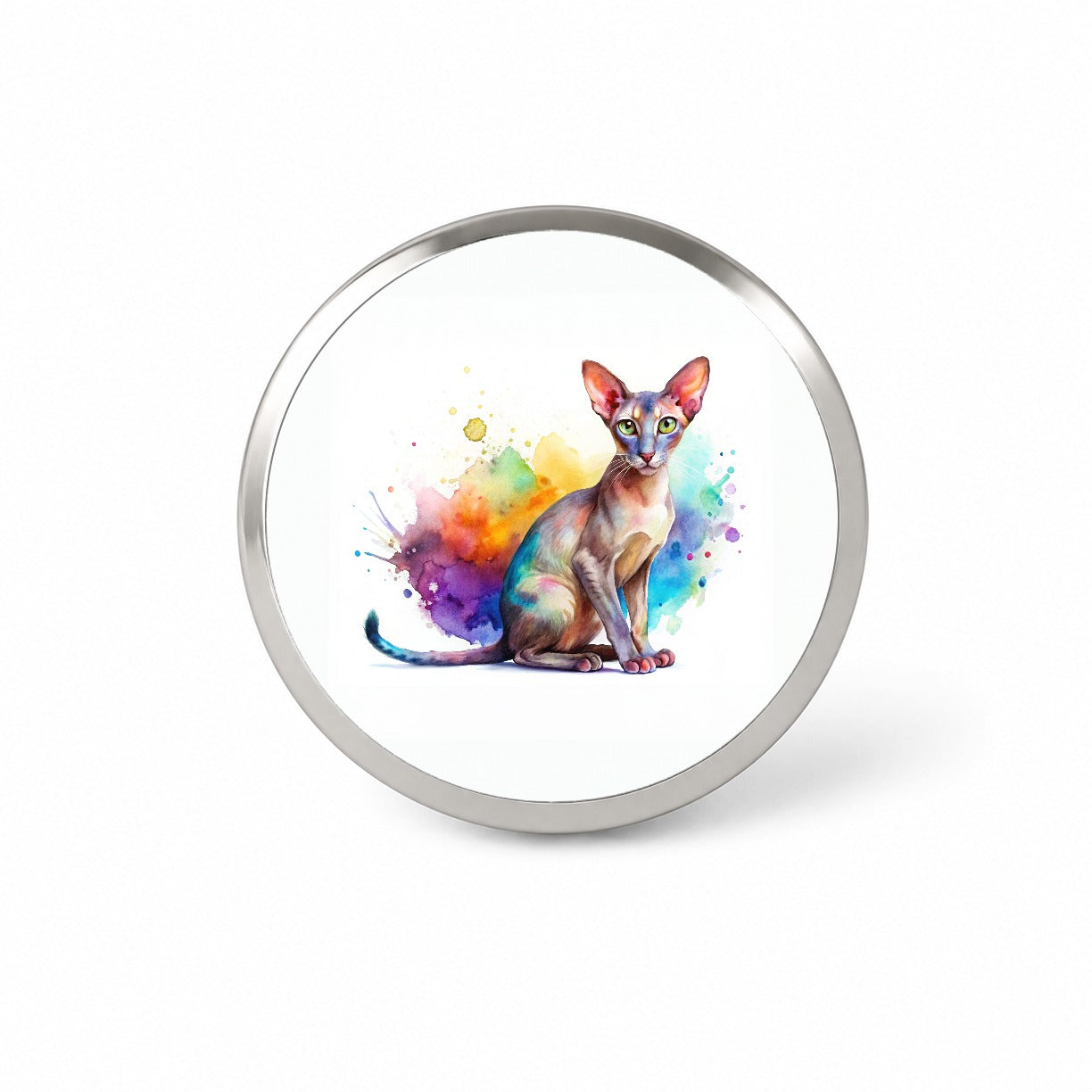Oriental Shorthair Cat Watercolor Style Novelty Hat Backpack Lapel Pin