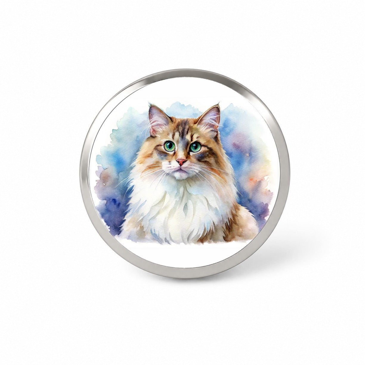 Ragamuffin Cat Watercolor Style Novelty Hat Backpack Lapel Pin