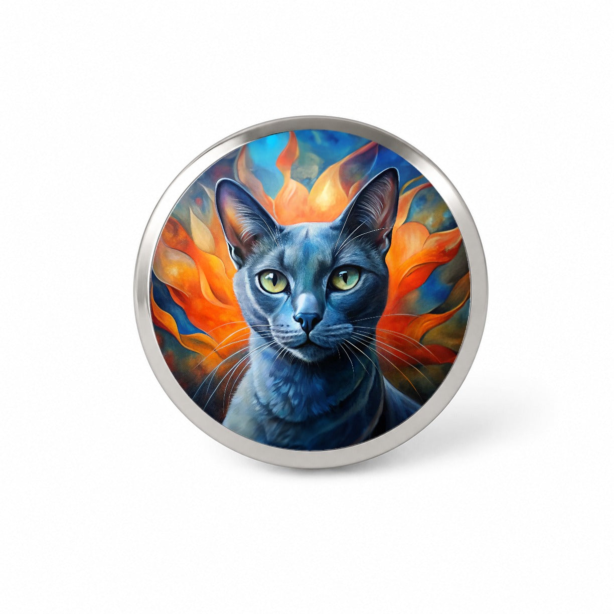 Russian Blue Cat Abstract Art Novelty Hat Backpack Lapel Pin