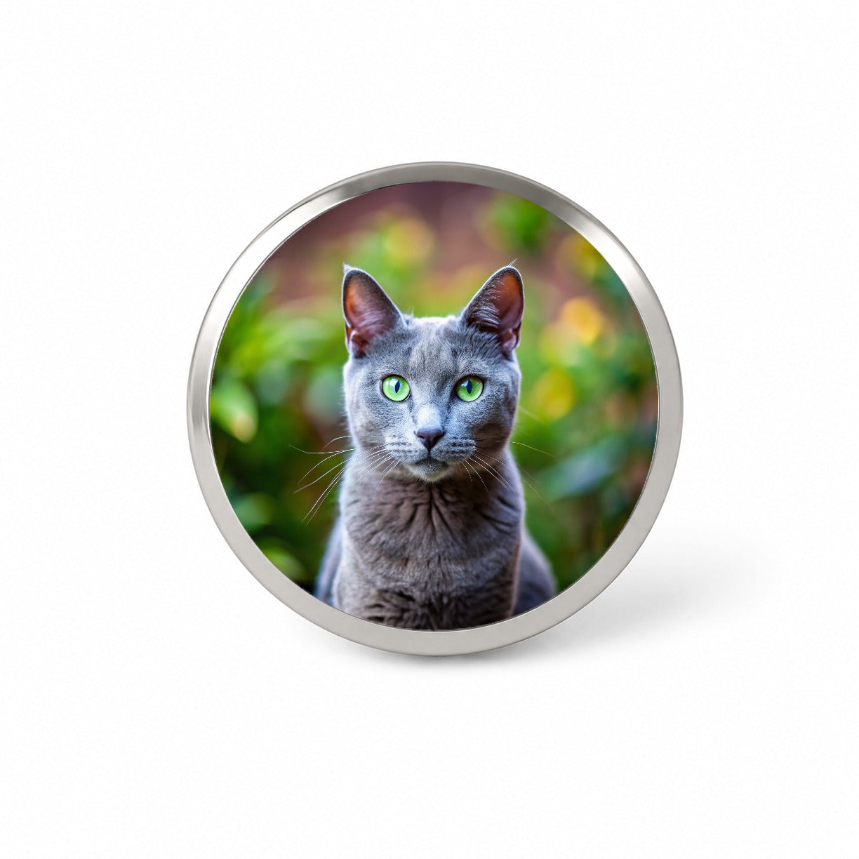 Russian Blue Cat Photo Novelty Hat Backpack Lapel Pin