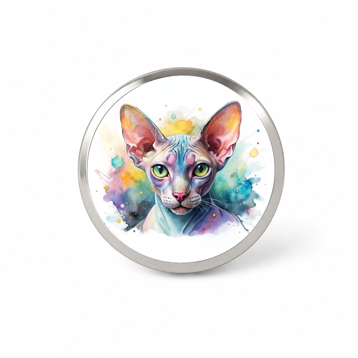Sphynx Cat Watercolor Style Novelty Hat Backpack Lapel Pin