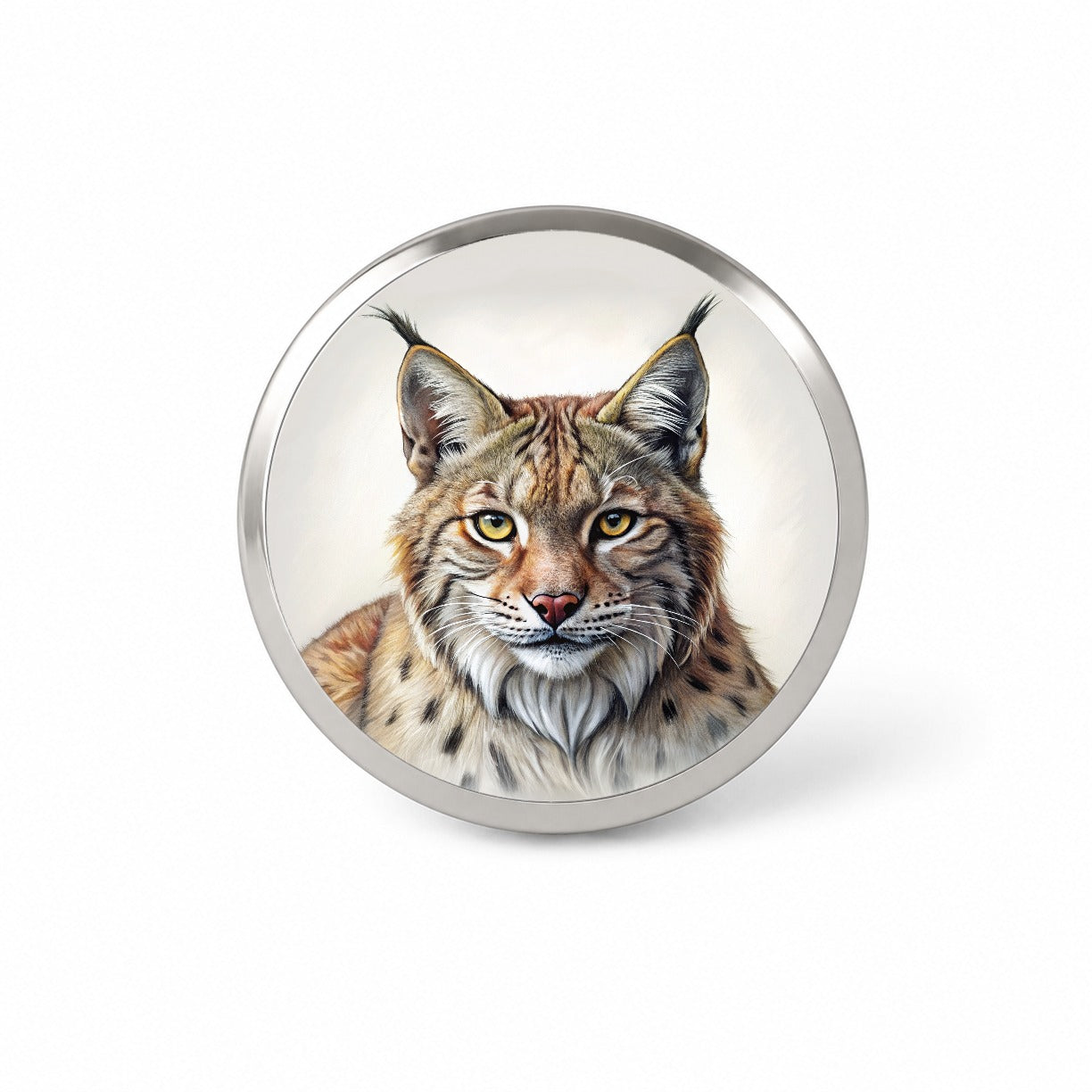 Bobcat Face Illustration Novelty Hat Backpack Lapel Pin