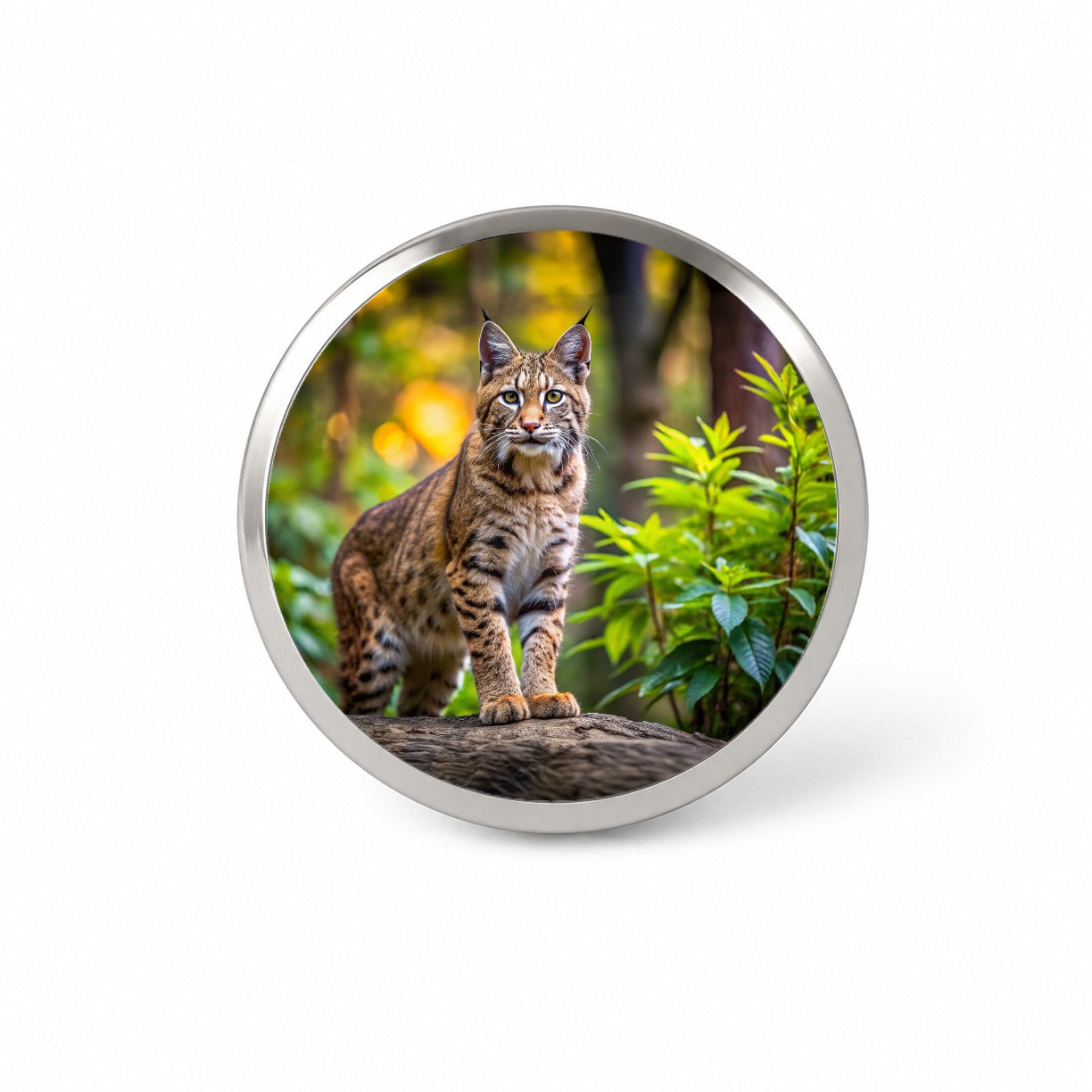 Bobcat In The Forest Novelty Hat Backpack Lapel Pin