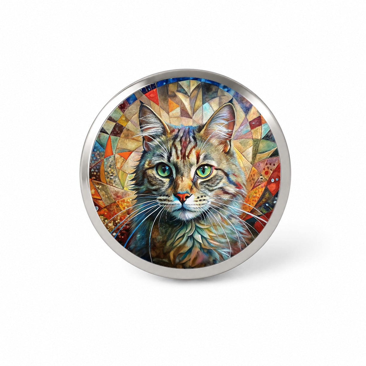 Cute Tabby Cat Abstract Art Novelty Hat Backpack Lapel Pin