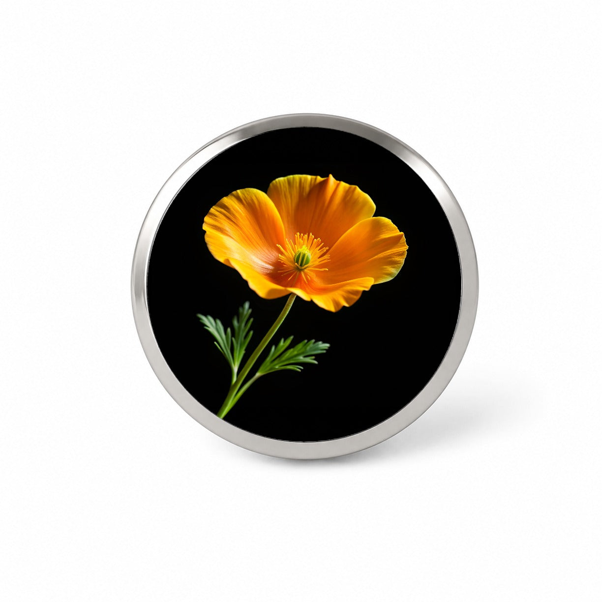 Orange California Poppy Flower Photo Novelty Hat Backpack Lapel Pin