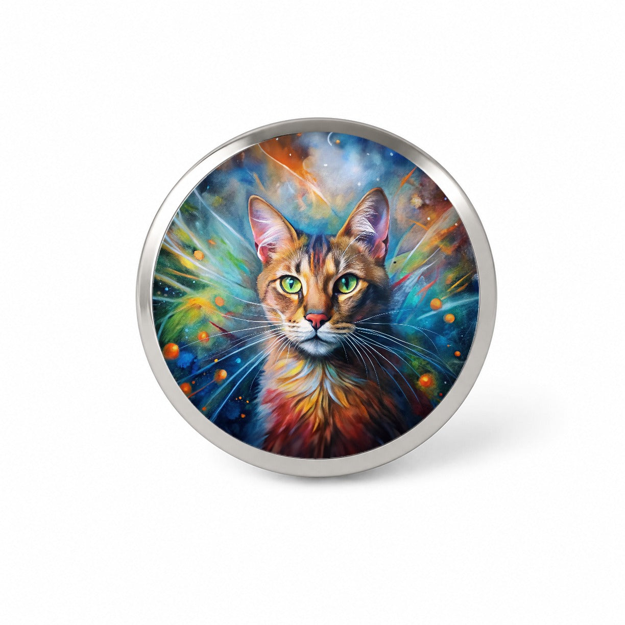Tabby Cat Abstract Art Color Explosion Novelty Hat Backpack Lapel Pin