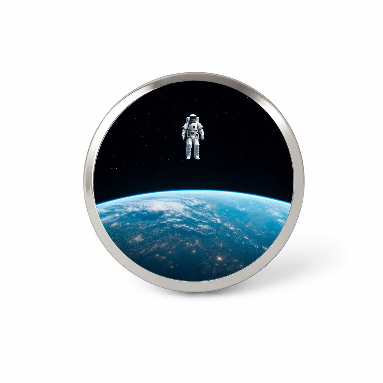 Astronaut Drifting In Space Above Earth Novelty Hat Backpack Lapel Pin