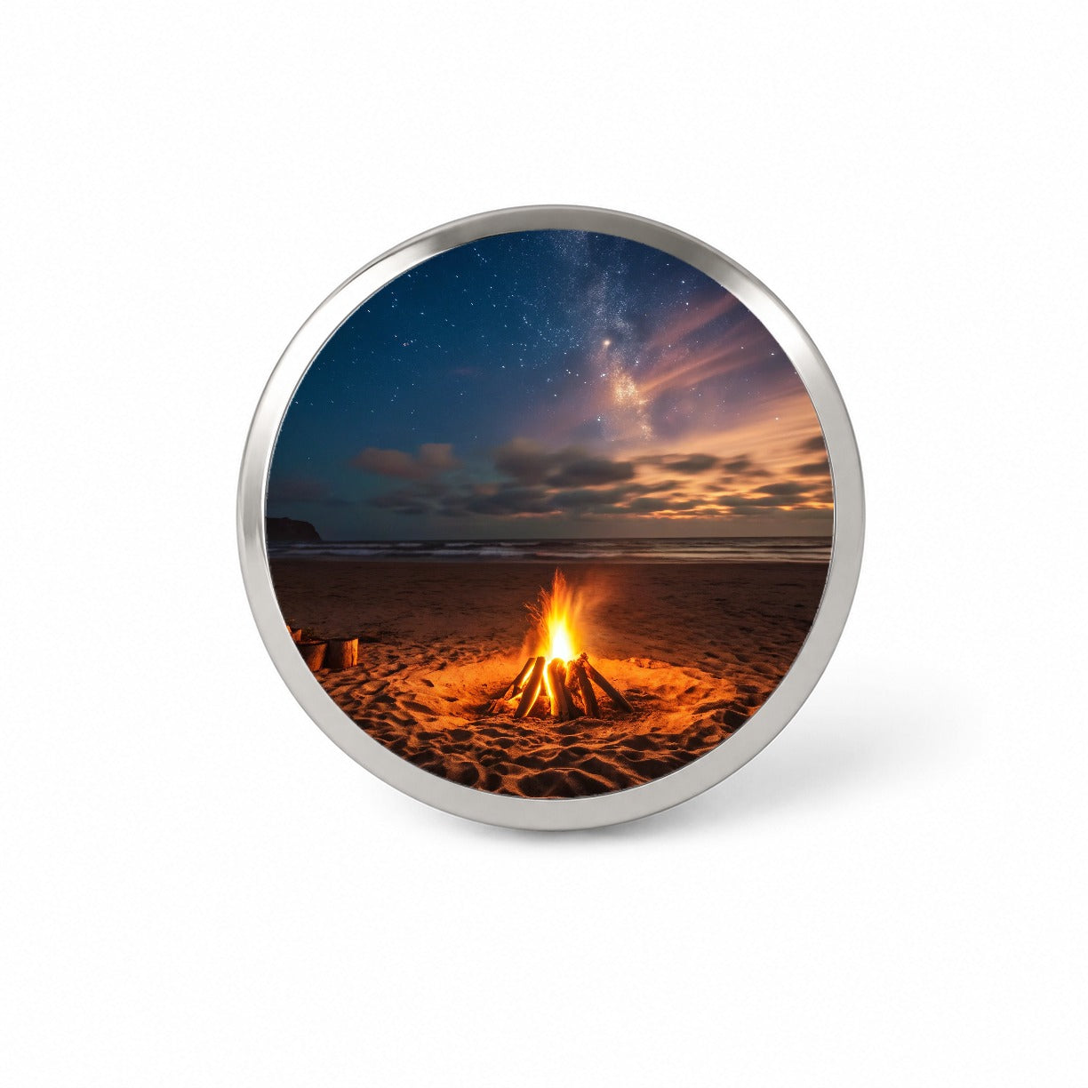 Beach Bonfire Scene Night Novelty Hat Backpack Lapel Pin