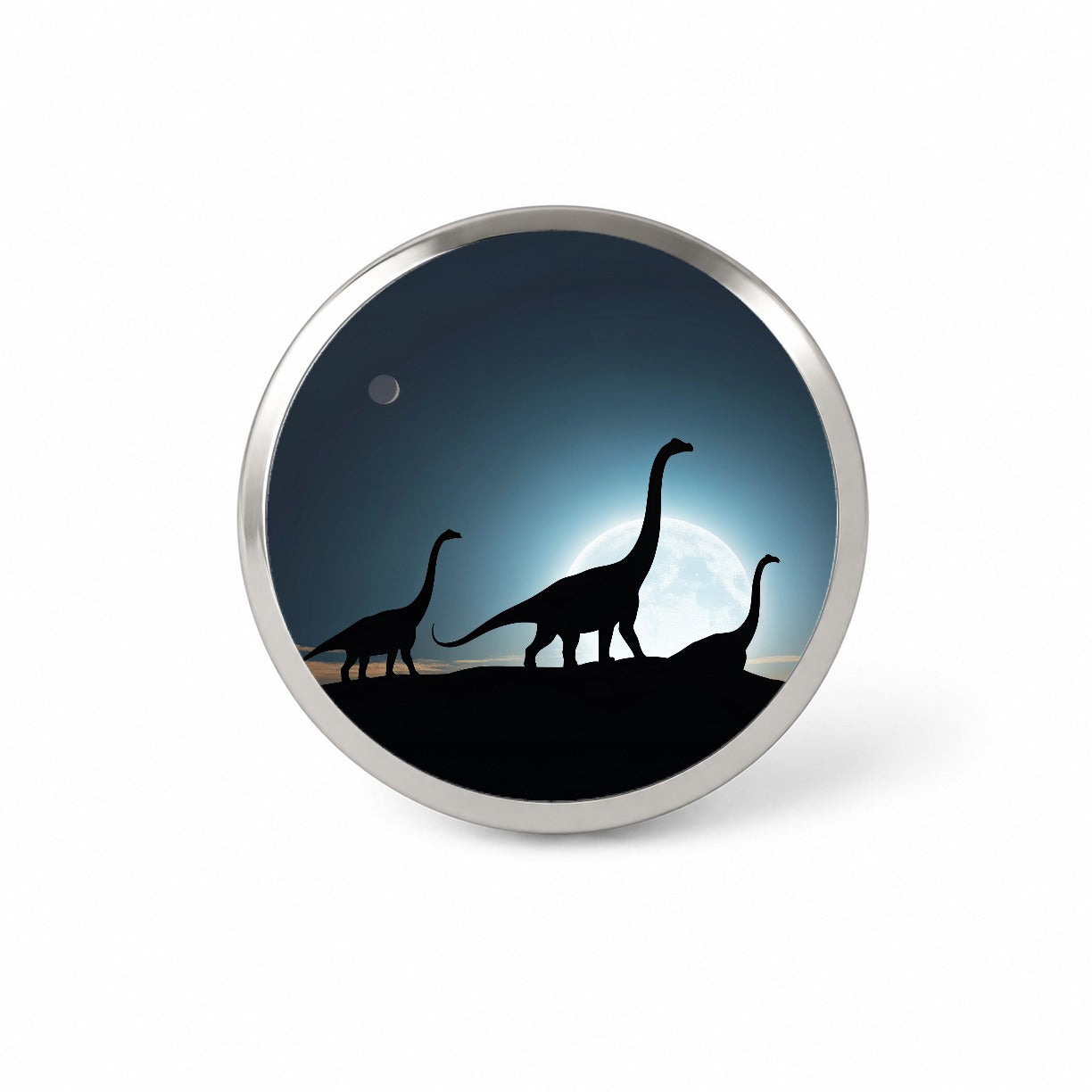 Brontosaurus Silhouettes Dinosaurs Night Sky Novelty Hat Backpack Lapel Pin