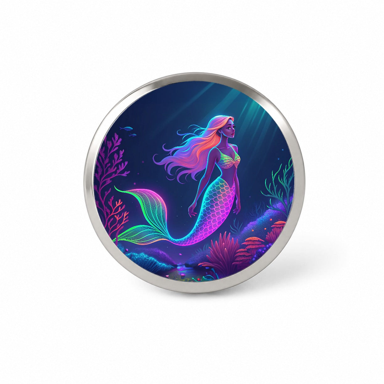 Neon Mermaid Ocean Novelty Hat Backpack Lapel Pin