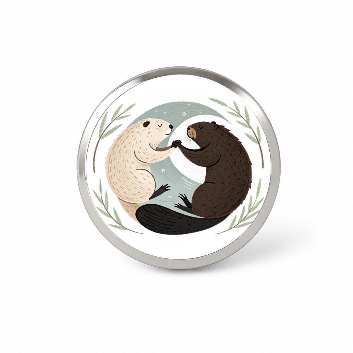 Two Beavers Yin Yang Novelty Hat Backpack Lapel Pin