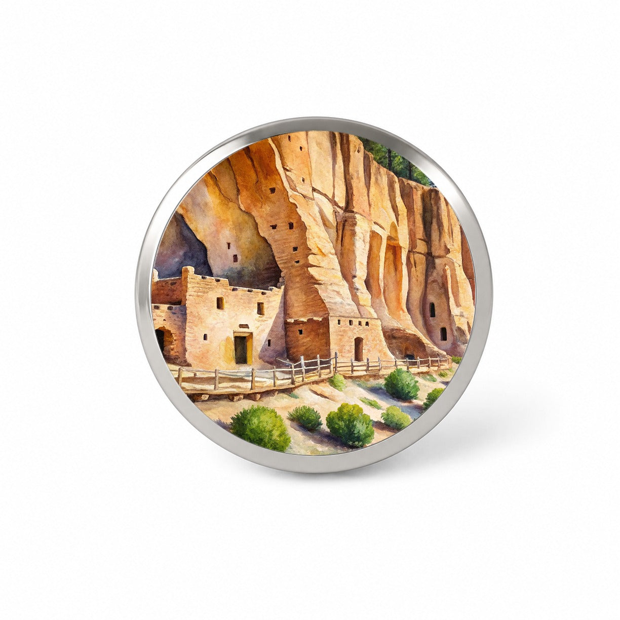 Bandelier National Monument New Mexico Watercolor Style Novelty Hat Backpack Lapel Pin