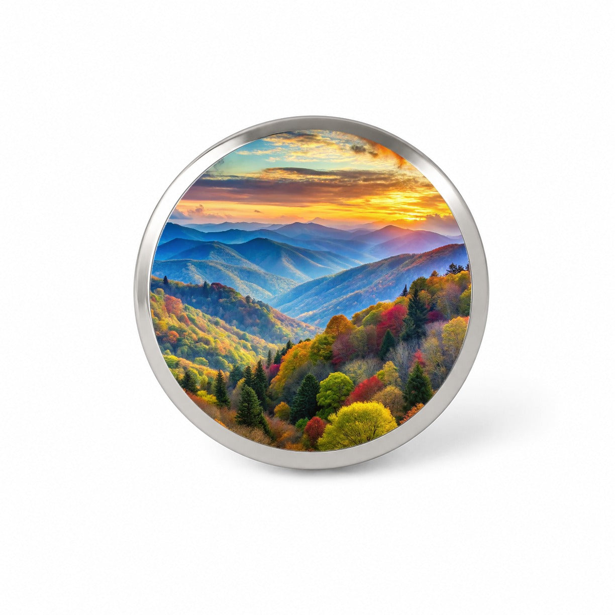Great Smoky Mountains National Park North Carolina Tennessee Watercolor Style Novelty Hat Backpack Lapel Pin