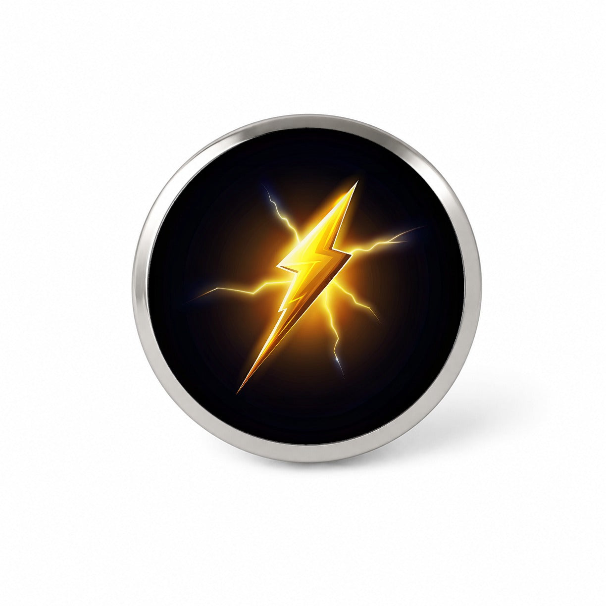 Cartoon Lightning Bolt On Black Novelty Hat Backpack Lapel Pin