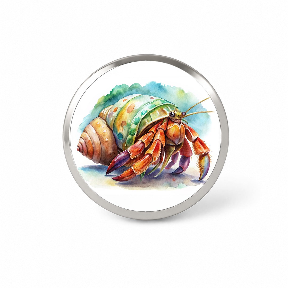 Hermit Crab Watercolor Novelty Hat Backpack Lapel Pin