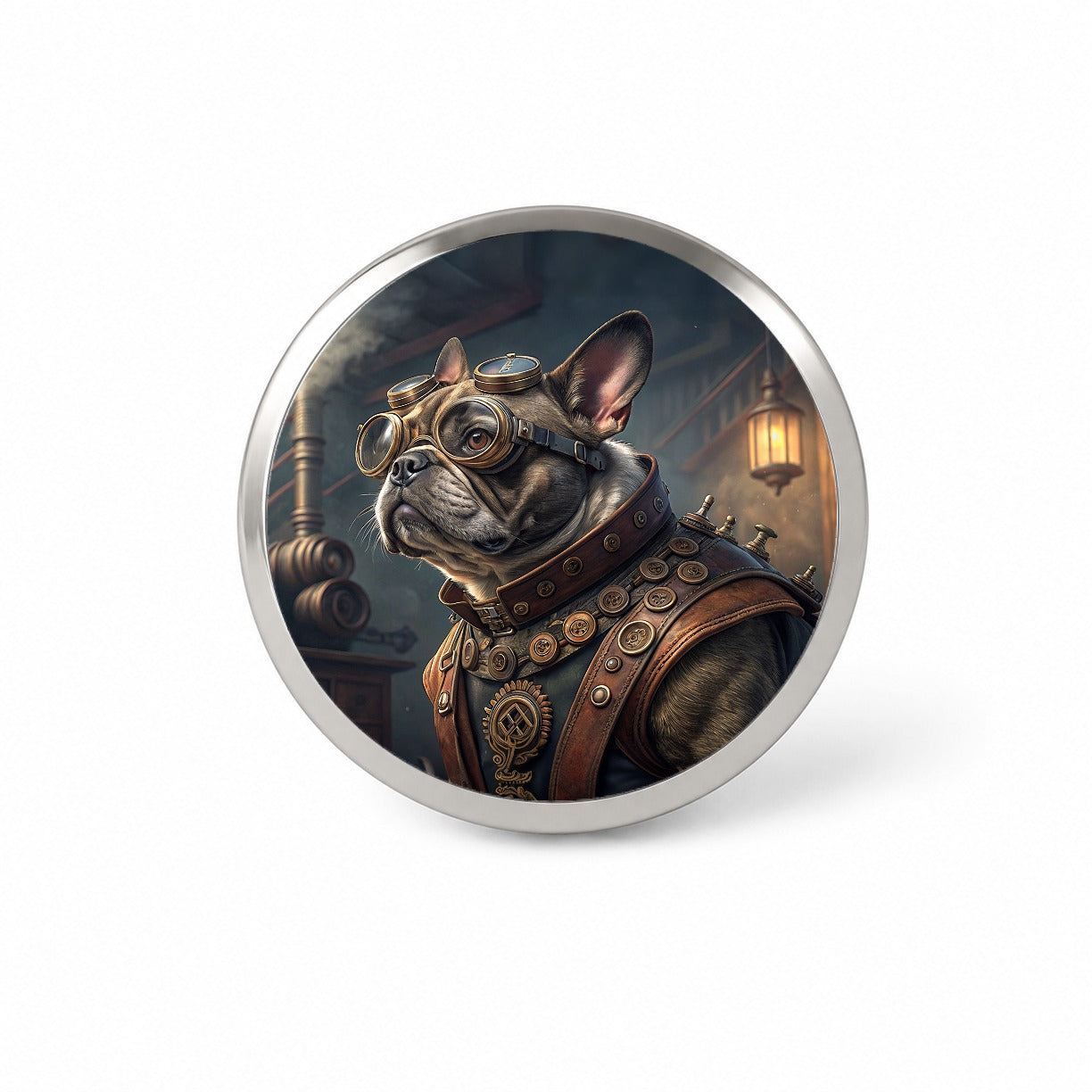 French Bulldog Dog Steampunk Novelty Hat Backpack Lapel Pin