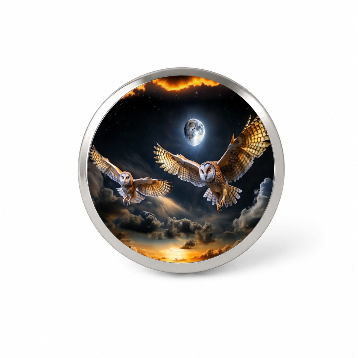 Barn Owls Flying At Night Novelty Hat Backpack Lapel Pin