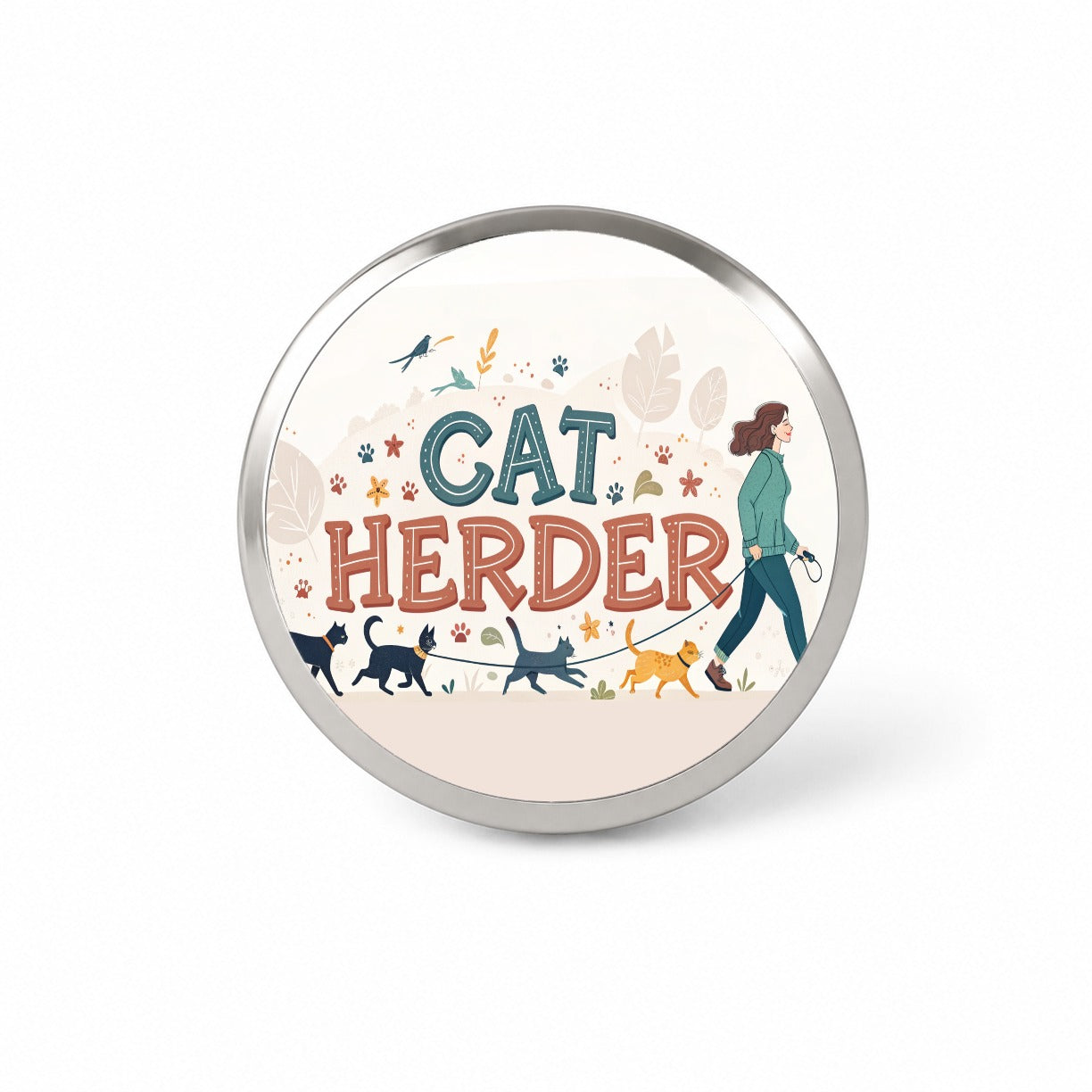 Cat Herder Herding Funny Novelty Hat Backpack Lapel Pin