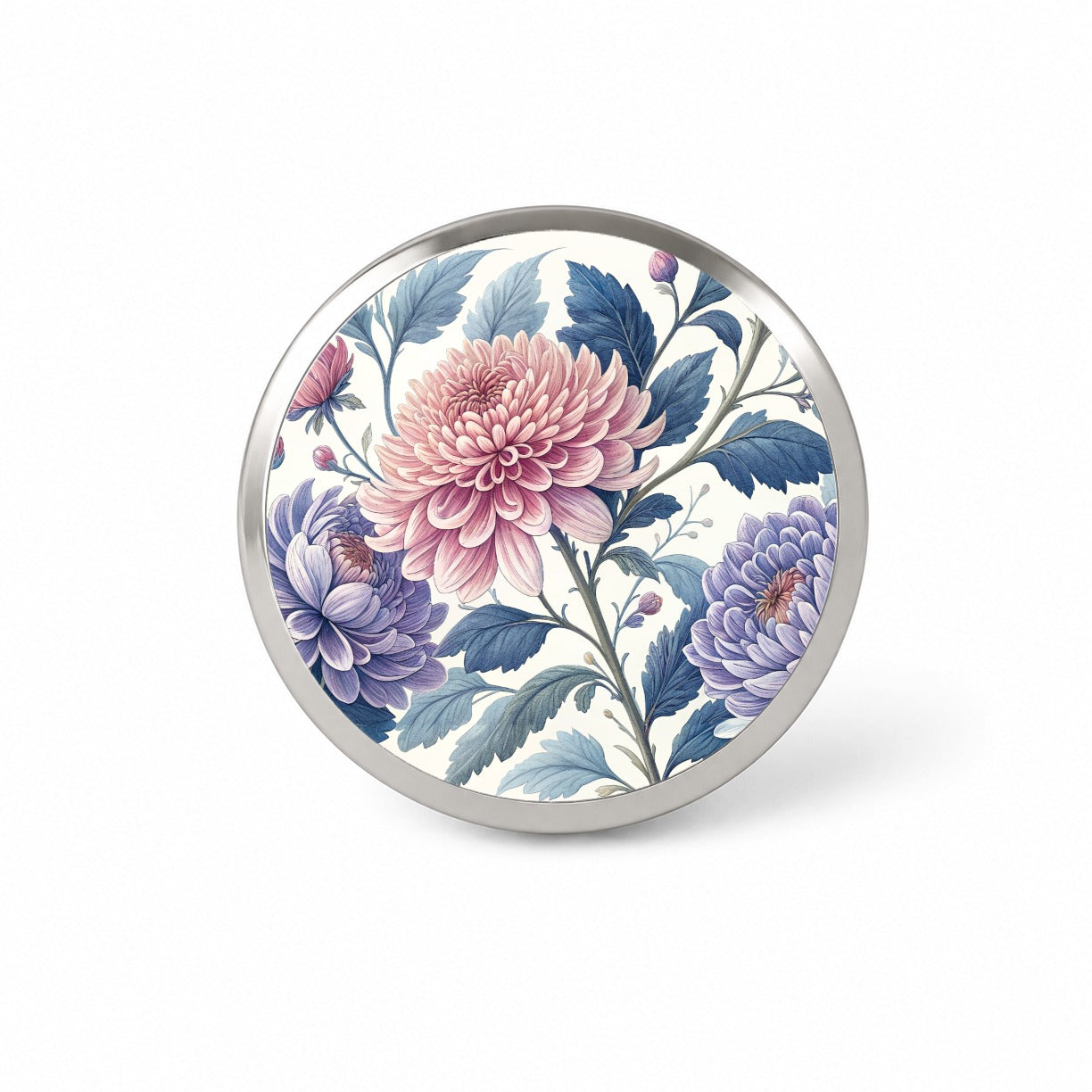 Flowers Pink Blue Purple Pattern Novelty Hat Backpack Lapel Pin