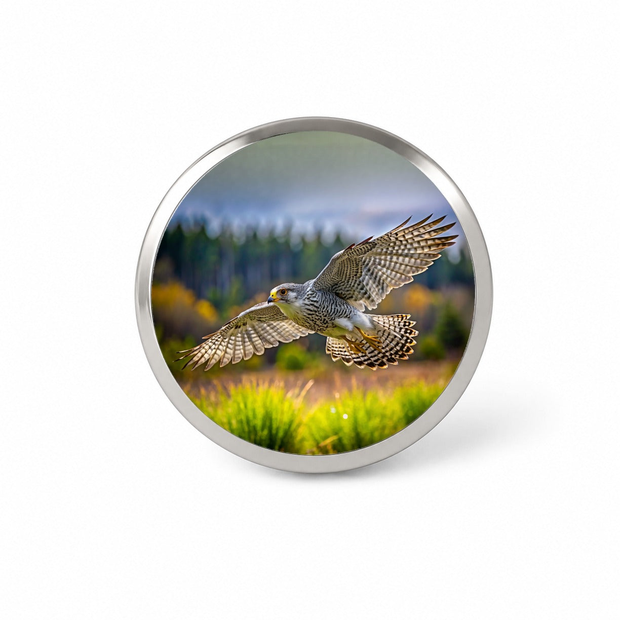Gyrfalcon Raptor in Flight Novelty Hat Backpack Lapel Pin