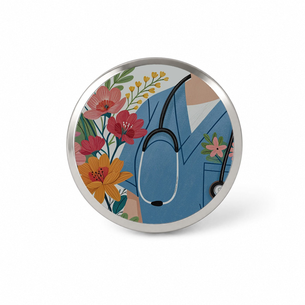 RN LVN Floral Nurse Novelty Hat Backpack Lapel Pin