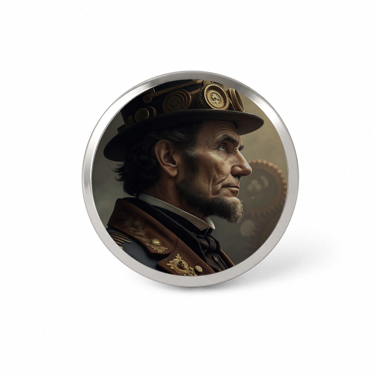 Steampunk Abraham Lincoln Portrait Novelty Hat Backpack Lapel Pin