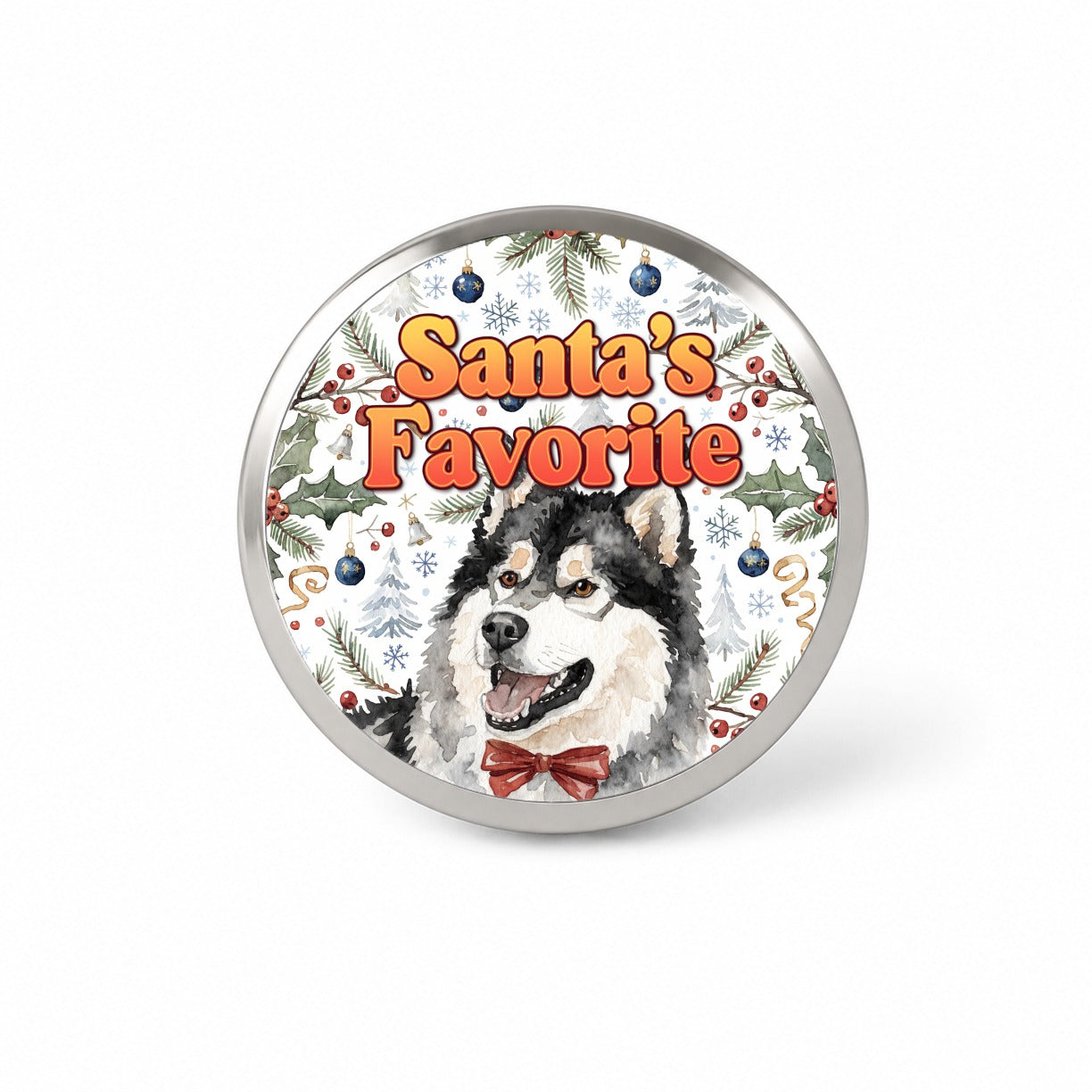 Alaskan Malamute Dog Christmas Santa's Favorite Novelty Hat Backpack Lapel Pin