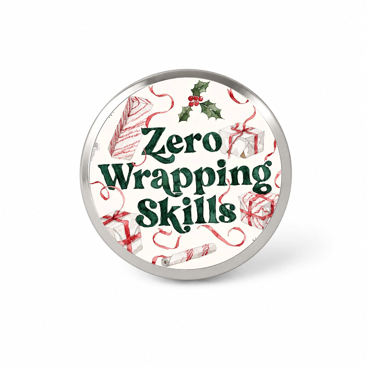 Zero Wrapping Skills Christmas Funny Red Green Novelty Hat Backpack Lapel Pin
