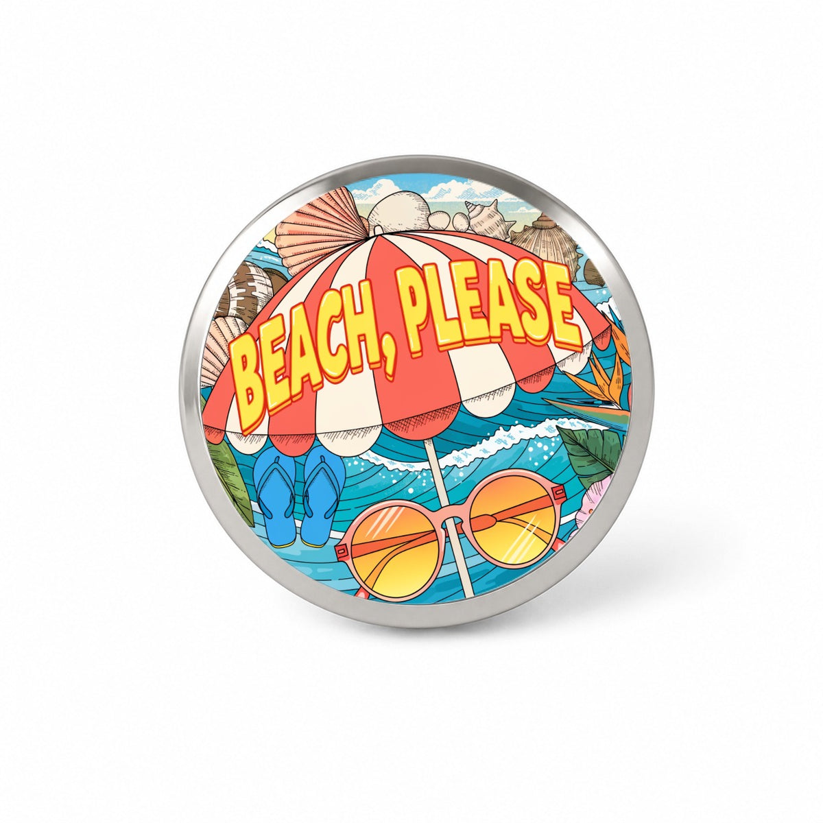 Beach Please Umbrella Funny Novelty Hat Backpack Lapel Pin