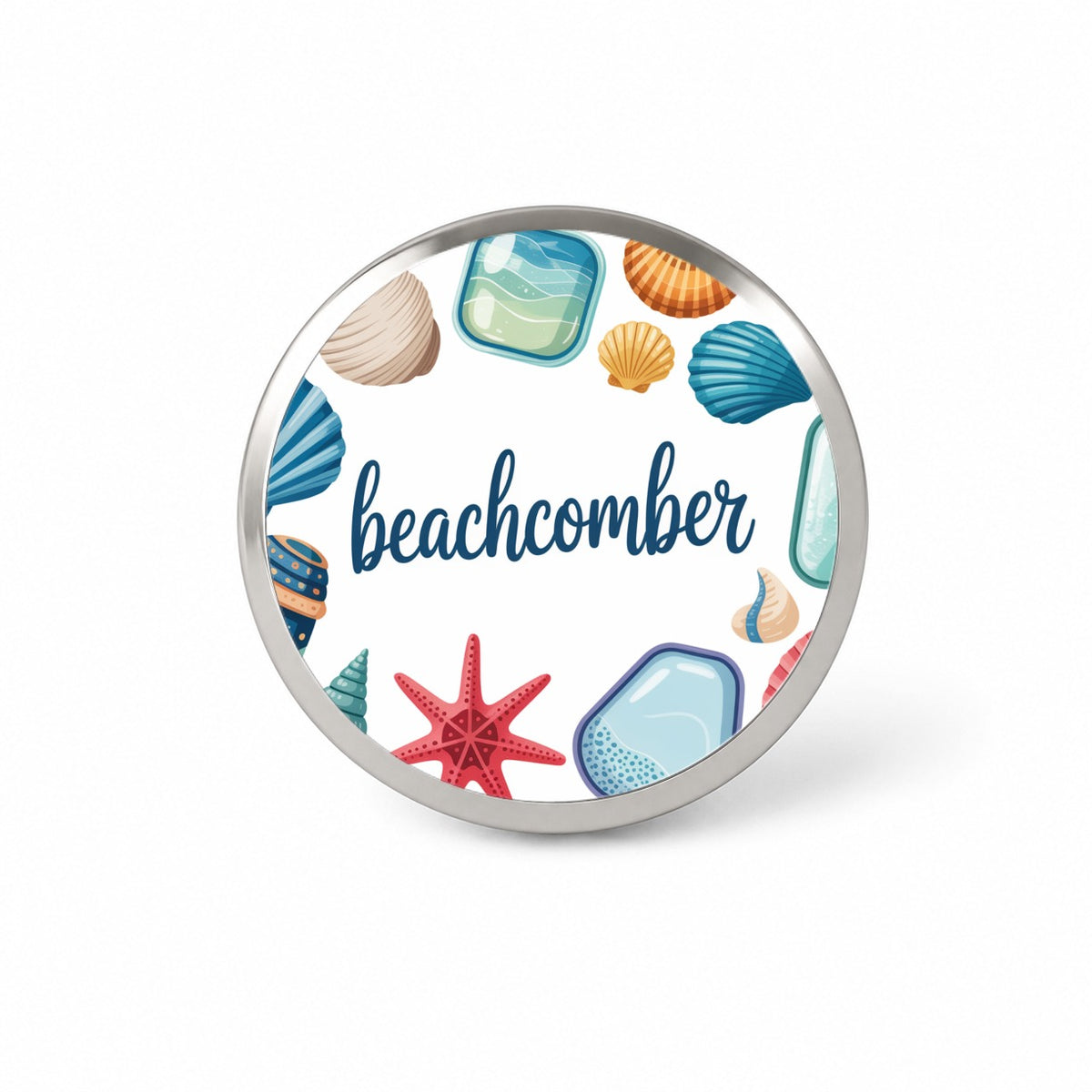 Beachcomber Seashells Sea Glass Novelty Hat Backpack Lapel Pin