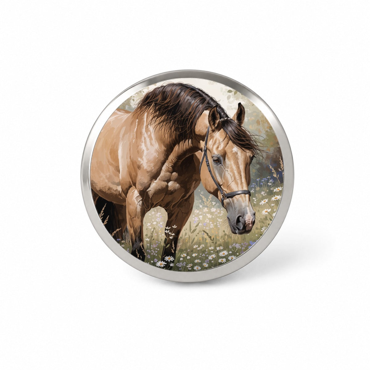 Beautiful Horse Wildflowers Novelty Hat Backpack Lapel Pin