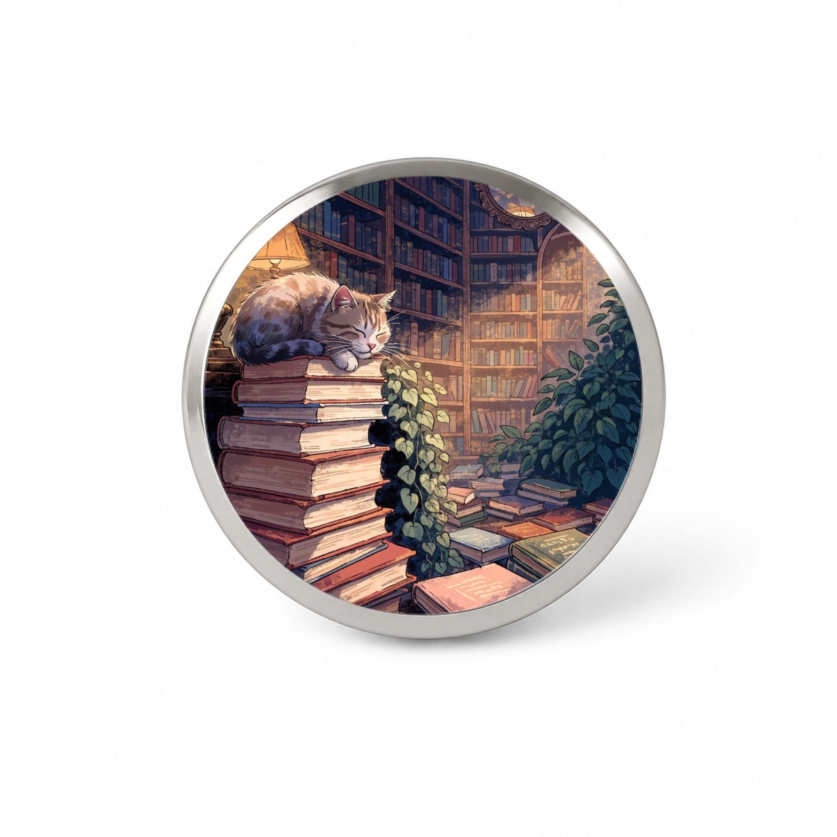 Bookstore Cat Novelty Hat Backpack Lapel Pin