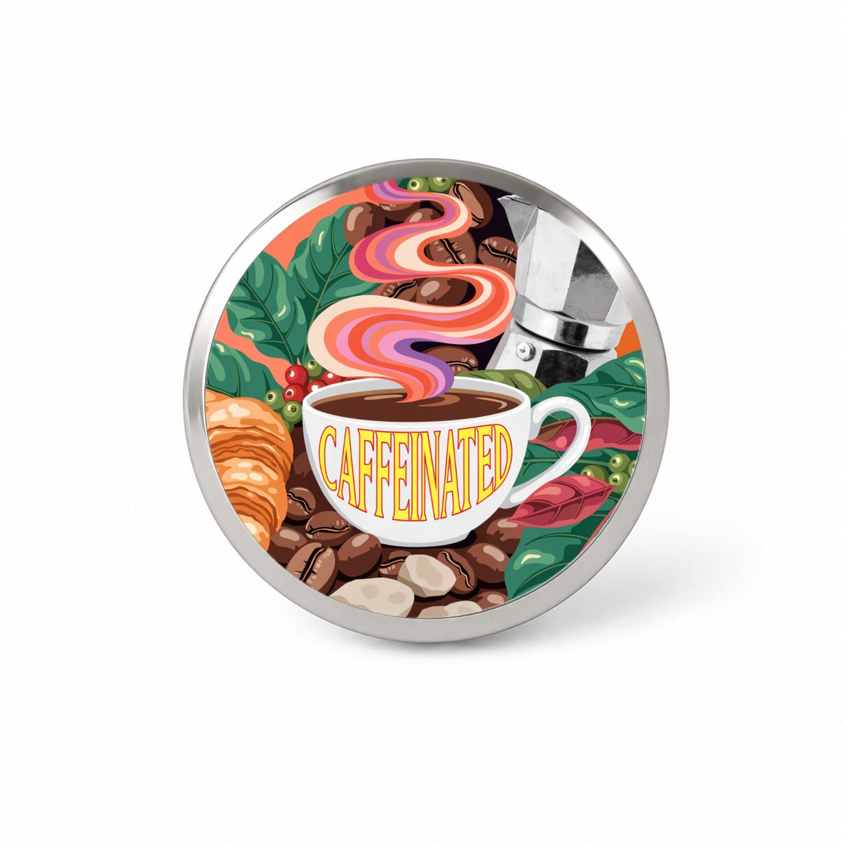 Caffeinated Coffee Cup Lover Fun Novelty Hat Backpack Lapel Pin