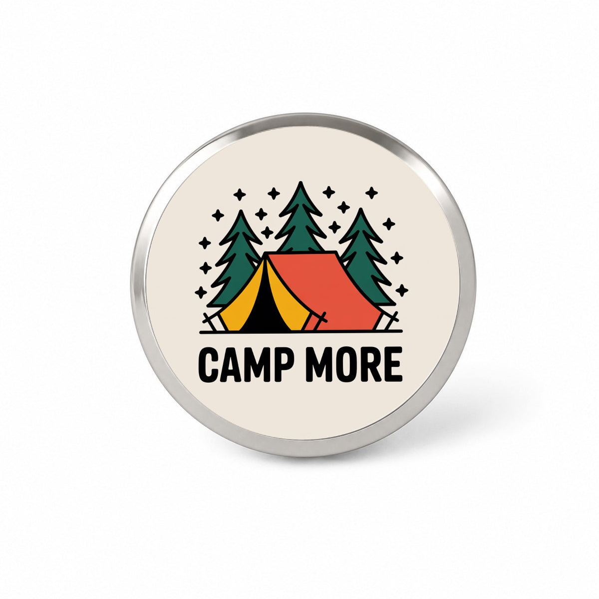 Camp More Camping Colorful Tent Novelty Hat Backpack Lapel Pin