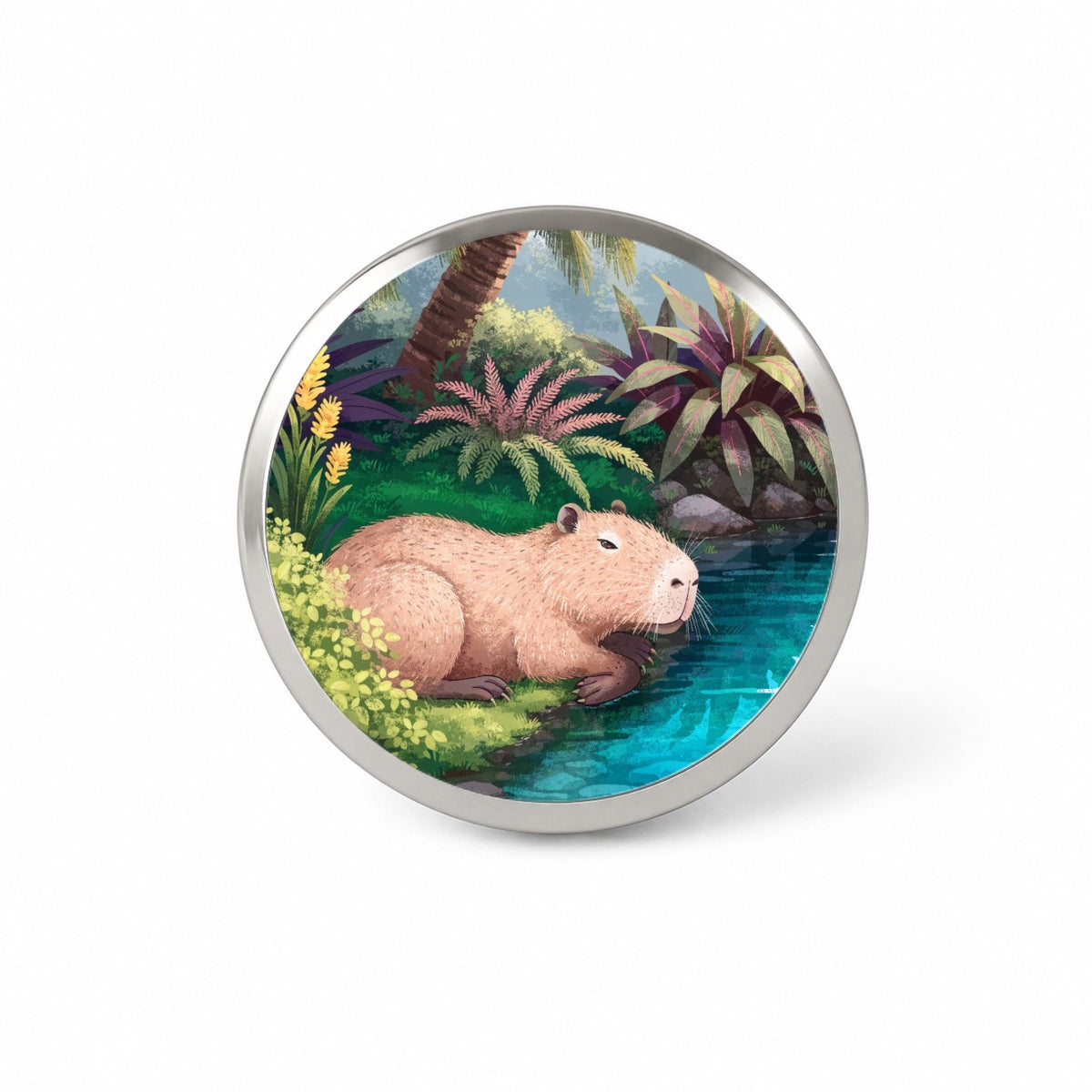 Capybara Tropical Pond Novelty Hat Backpack Lapel Pin