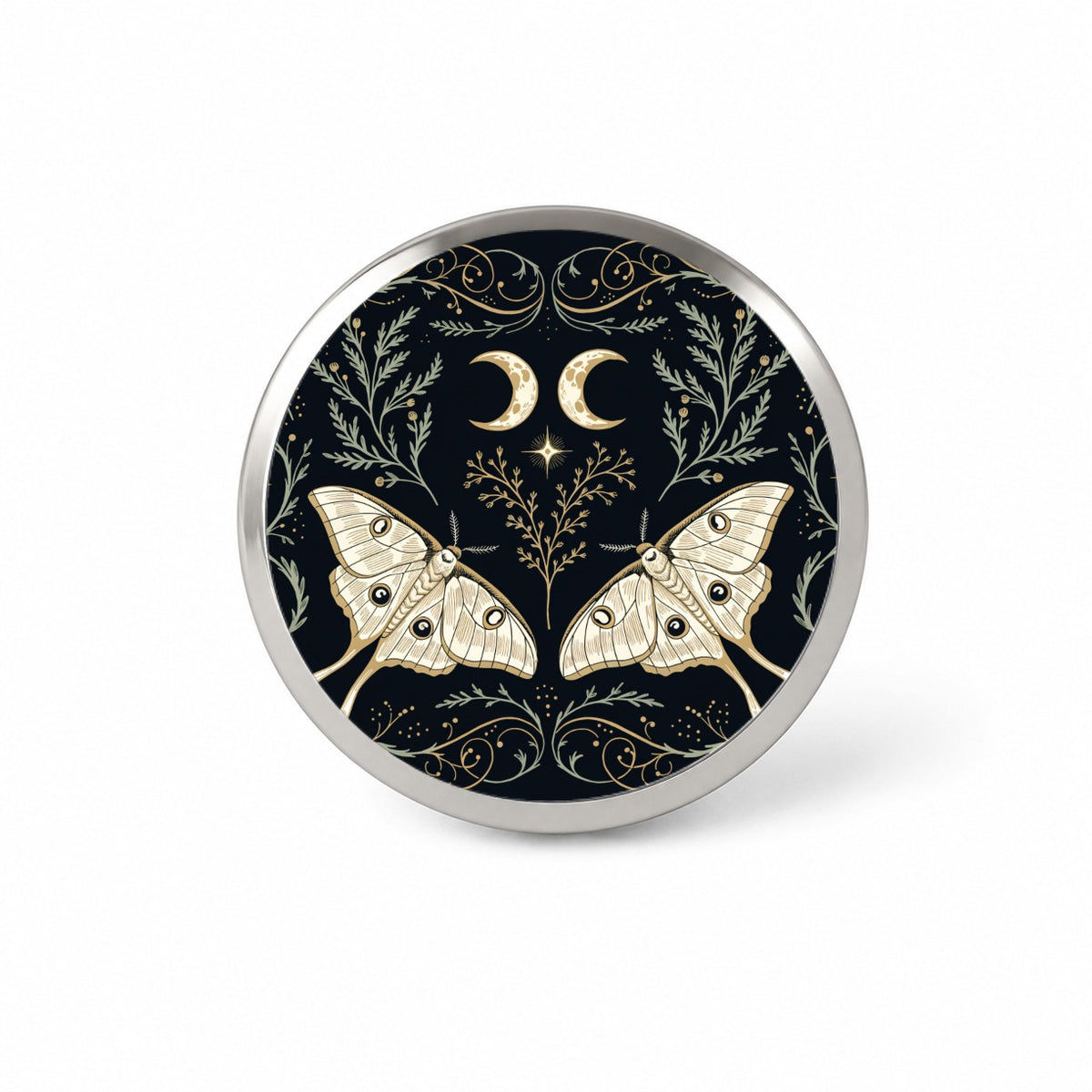 Celestial Moths Crescent Moons Novelty Hat Backpack Lapel Pin