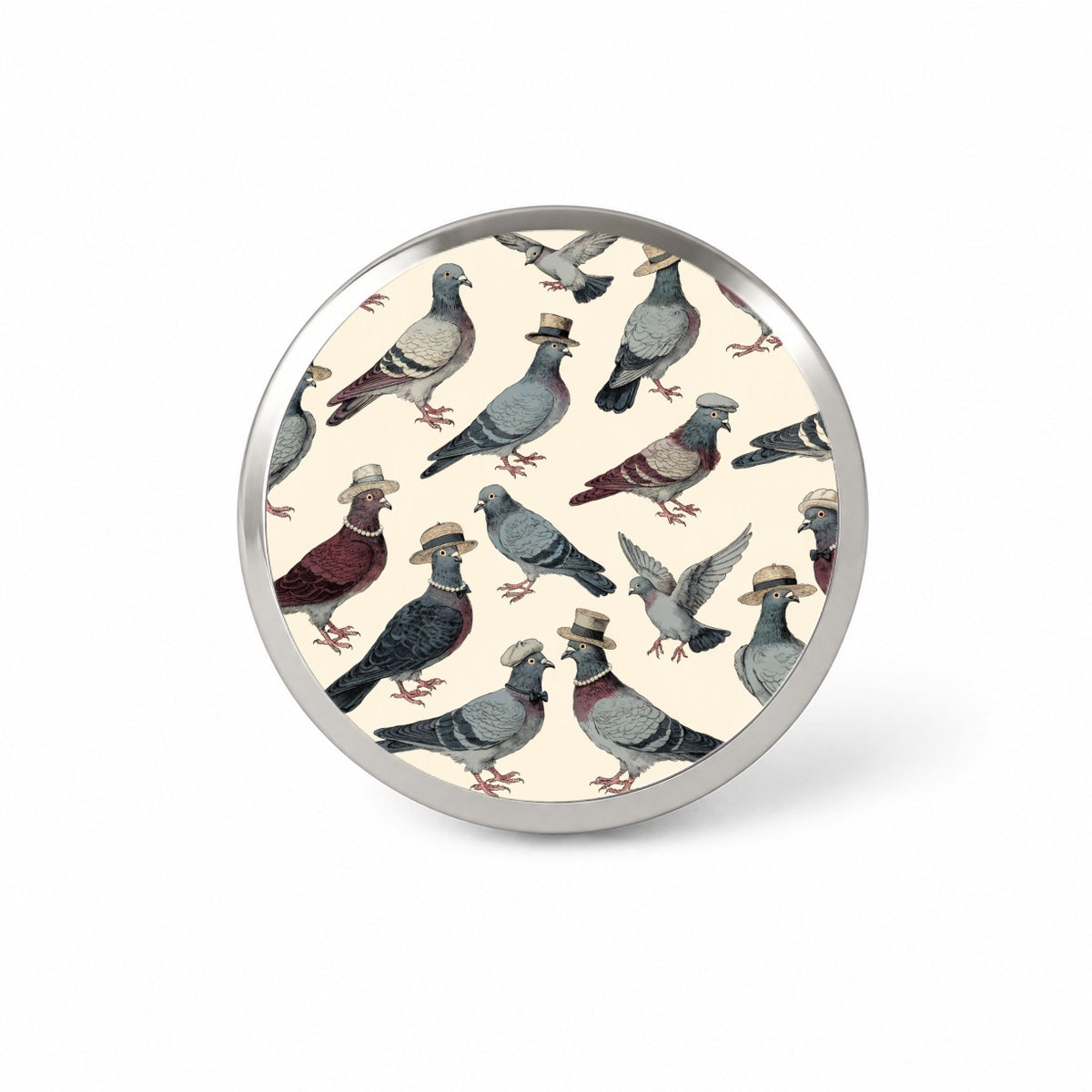 Charming Pigeons Wearing Hat Novelty Hat Backpack Lapel Pin