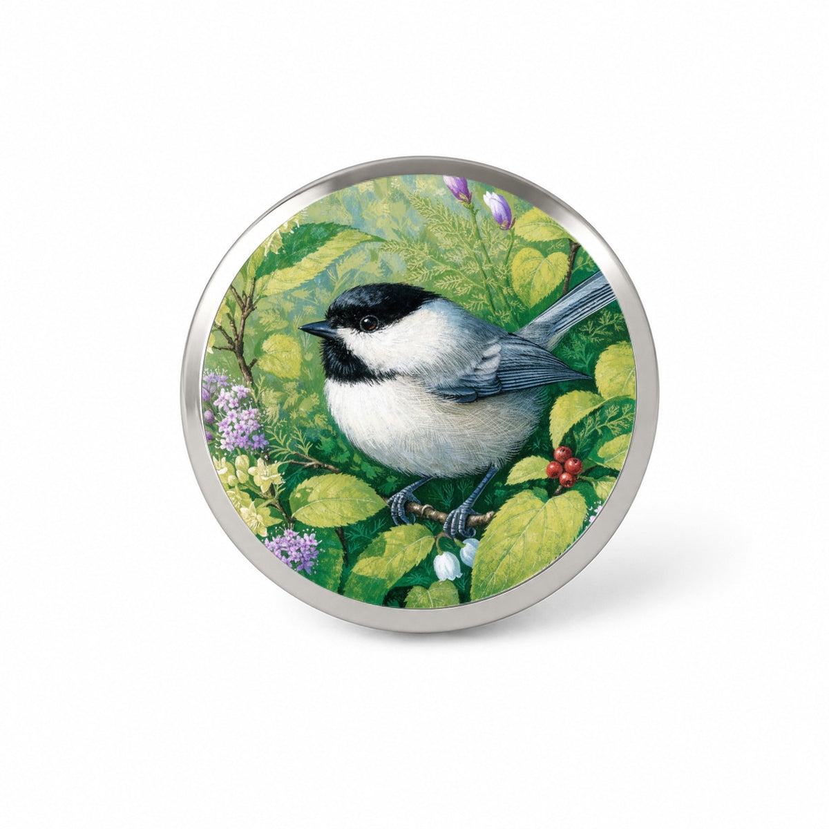 Chickadee Wildflower Garden Novelty Hat Backpack Lapel Pin