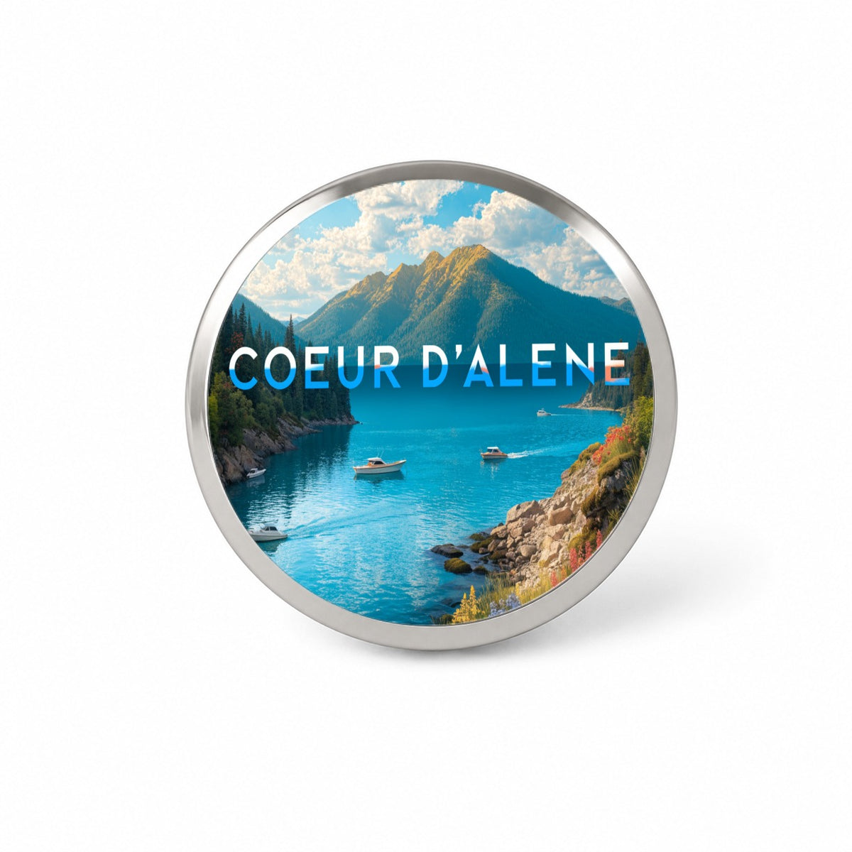 Coeur d'Alene Idaho Travel Novelty Hat Backpack Lapel Pin