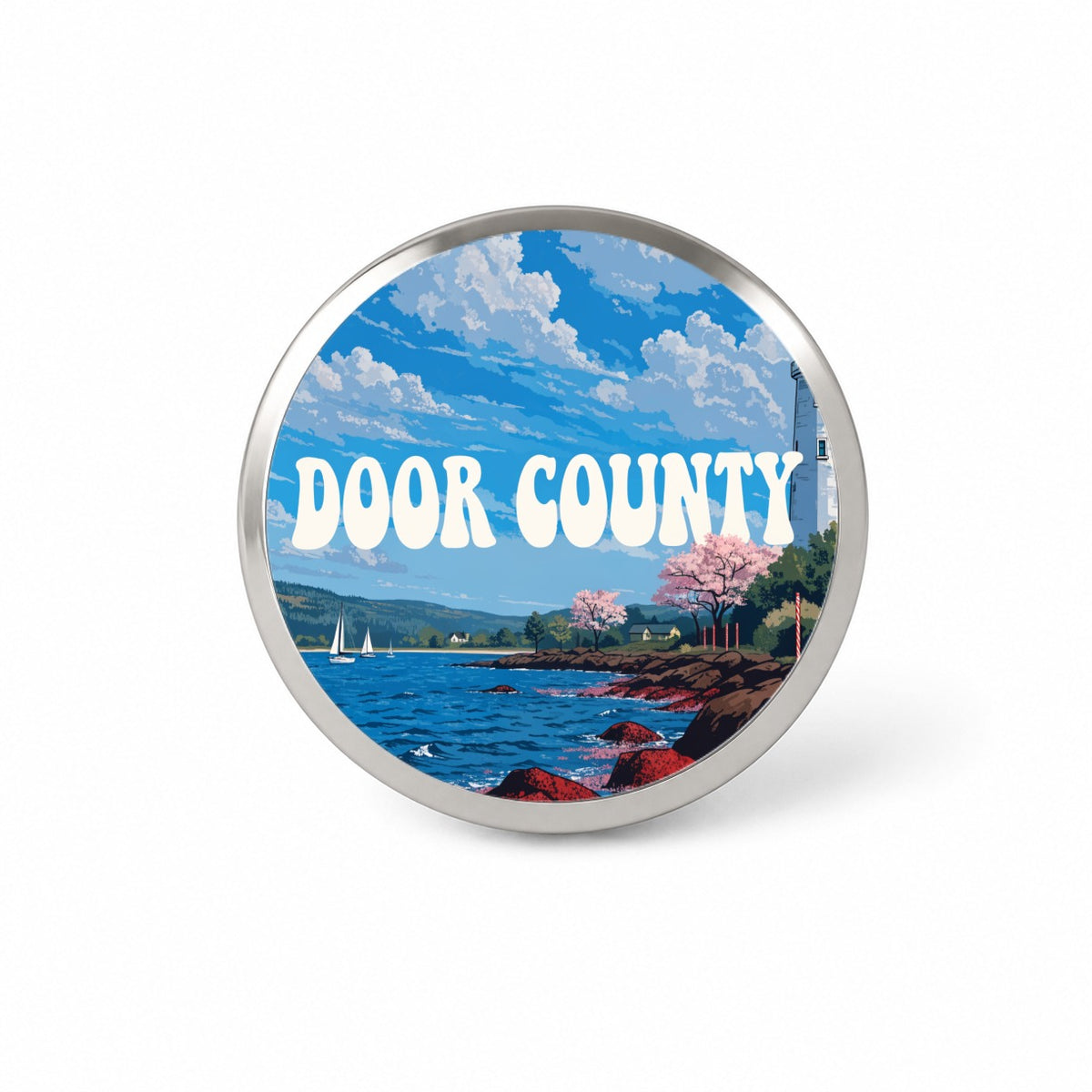 Door County Wisconsin Travel Novelty Hat Backpack Lapel Pin