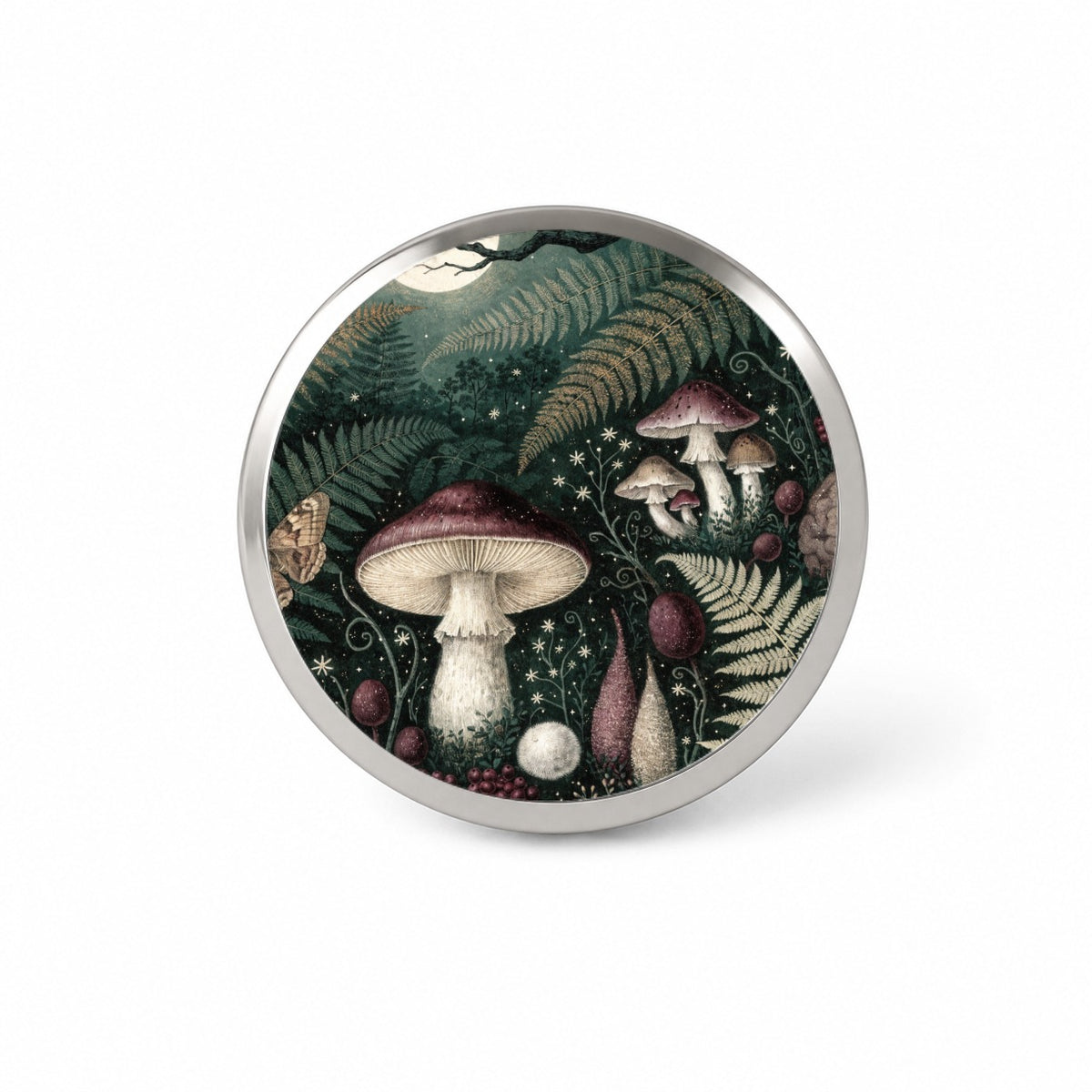 Enchanted Forest Floor Mushrooms Ferns Novelty Hat Backpack Lapel Pin