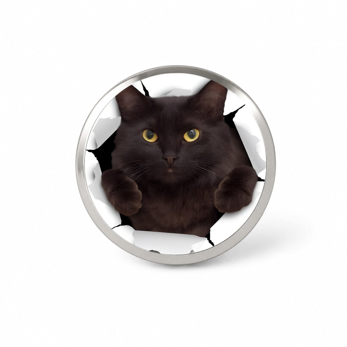Gray Cat Breakout Novelty Hat Backpack Lapel Pin