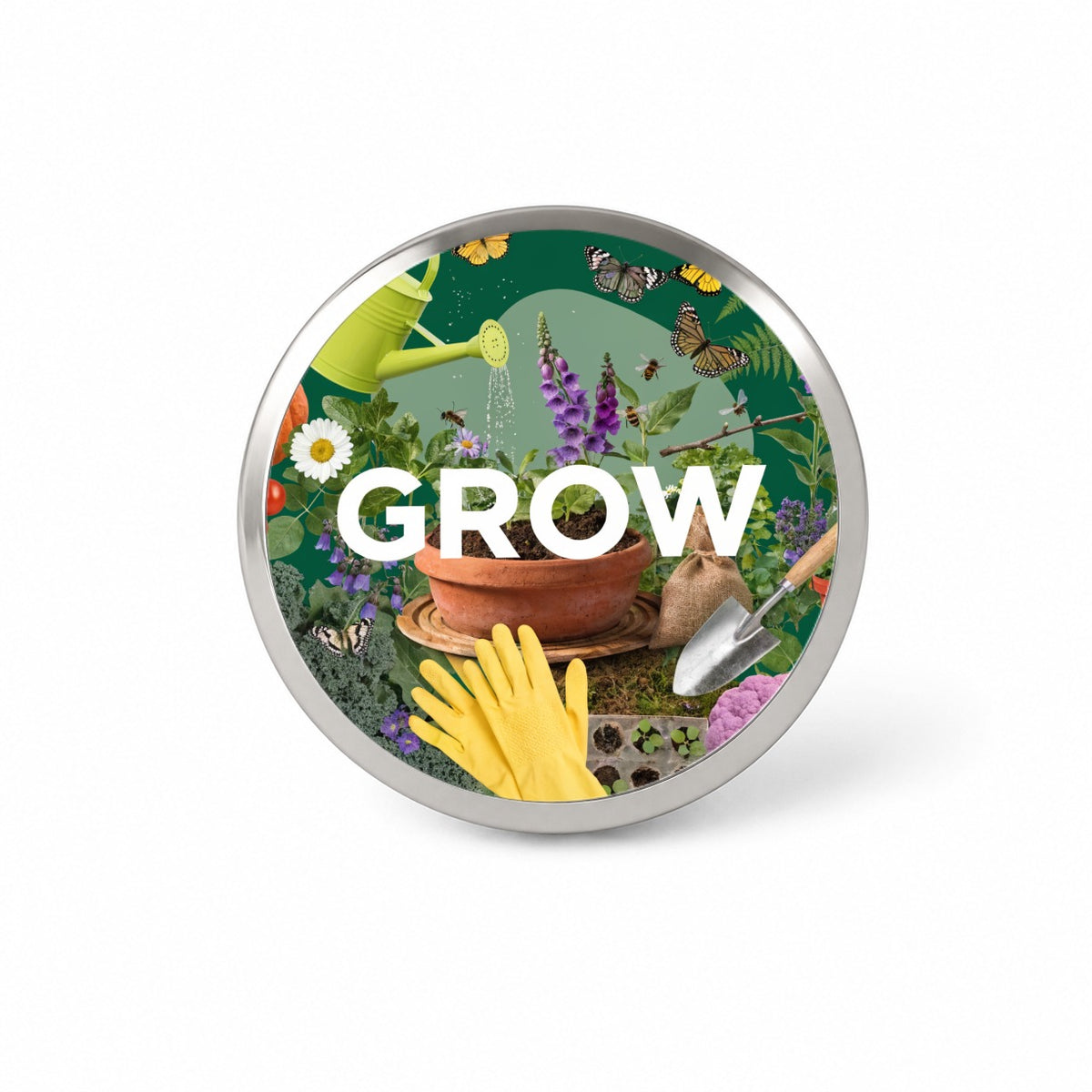 Grow Gardening Gardener Tools Novelty Hat Backpack Lapel Pin