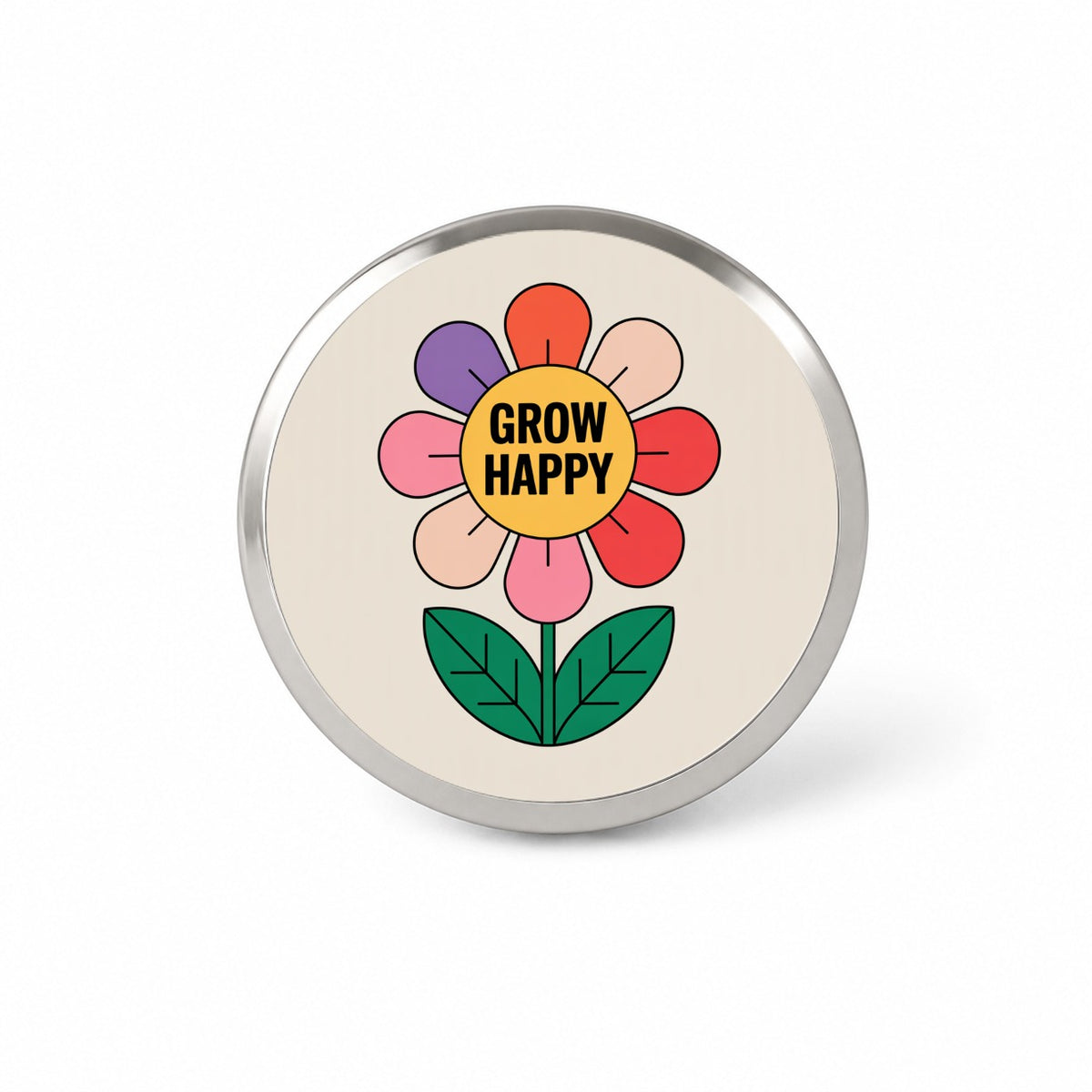 Grow Happy Cheerful Flower Gardener Novelty Hat Backpack Lapel Pin