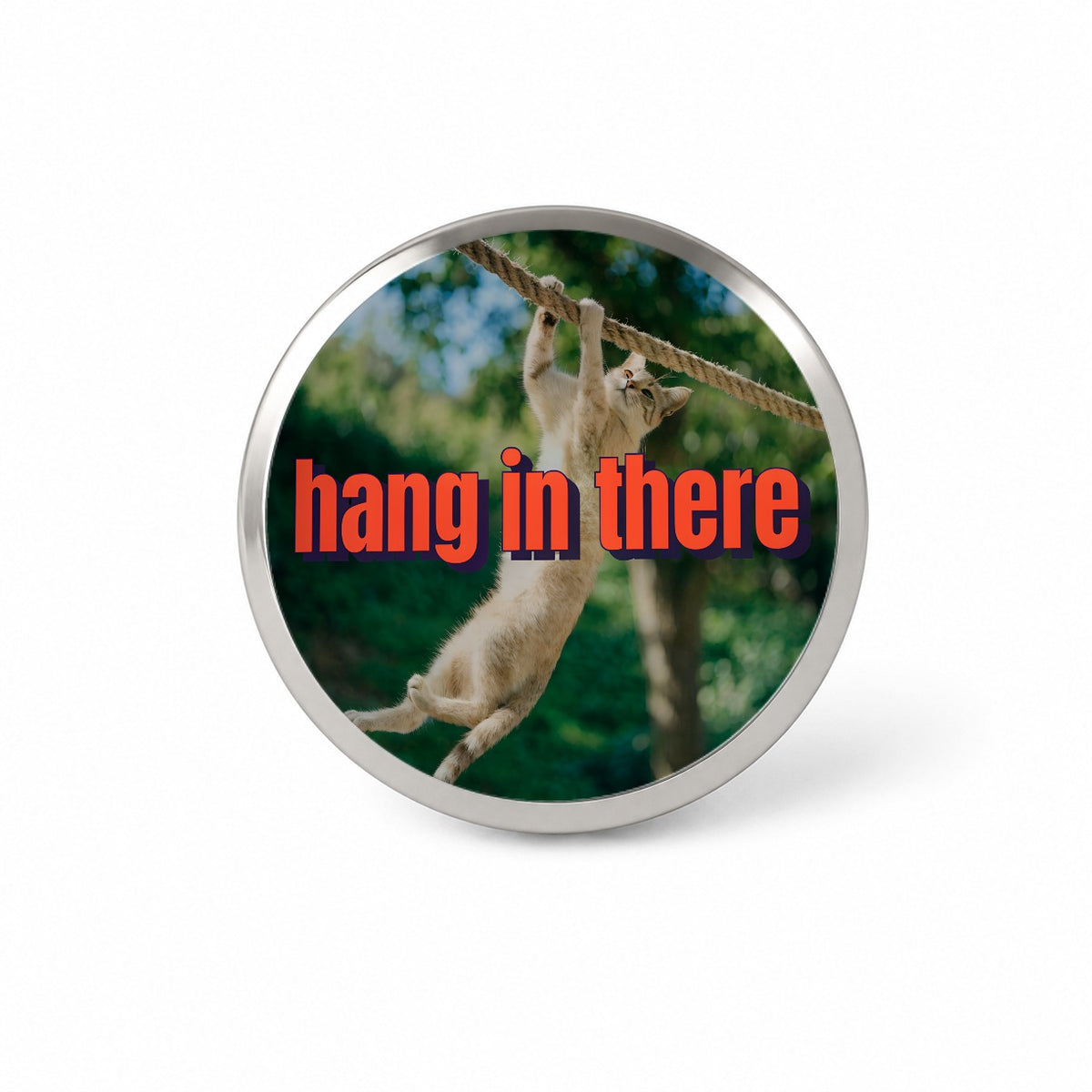 Hang In There Cat Funny Novelty Hat Backpack Lapel Pin