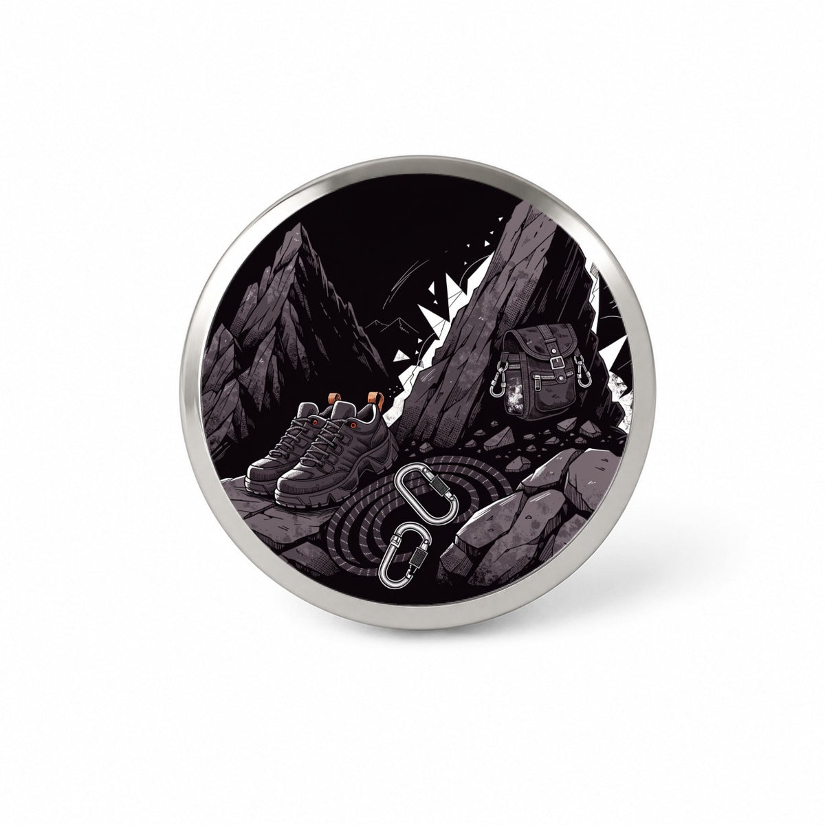 Hiking Rock Climbing Gear Dark Mountain Novelty Hat Backpack Lapel Pin