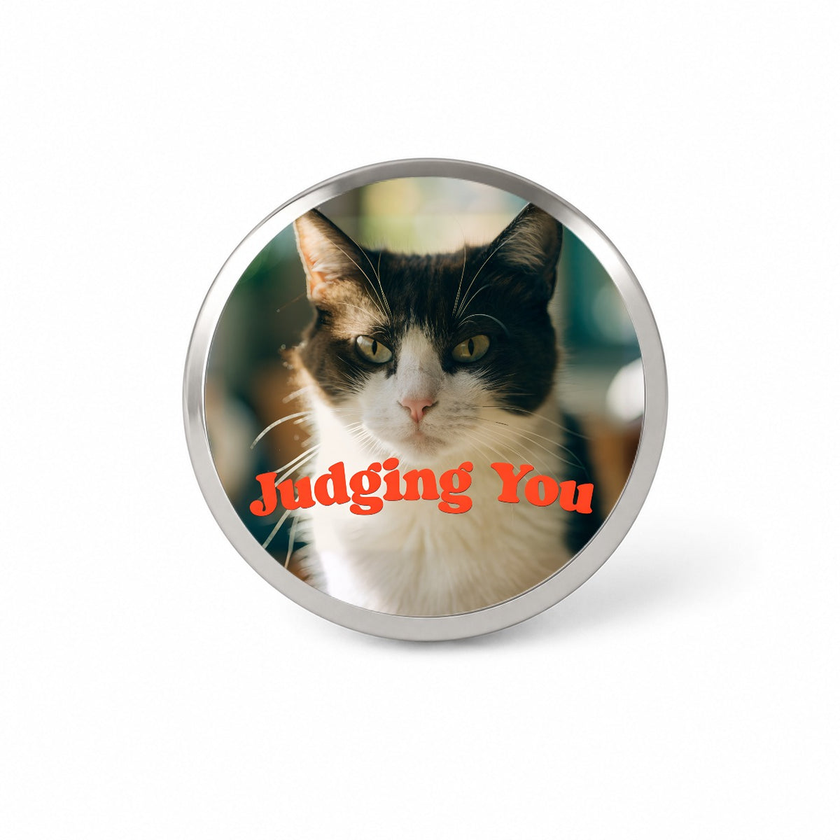 Judging You Cat Funny Novelty Hat Backpack Lapel Pin