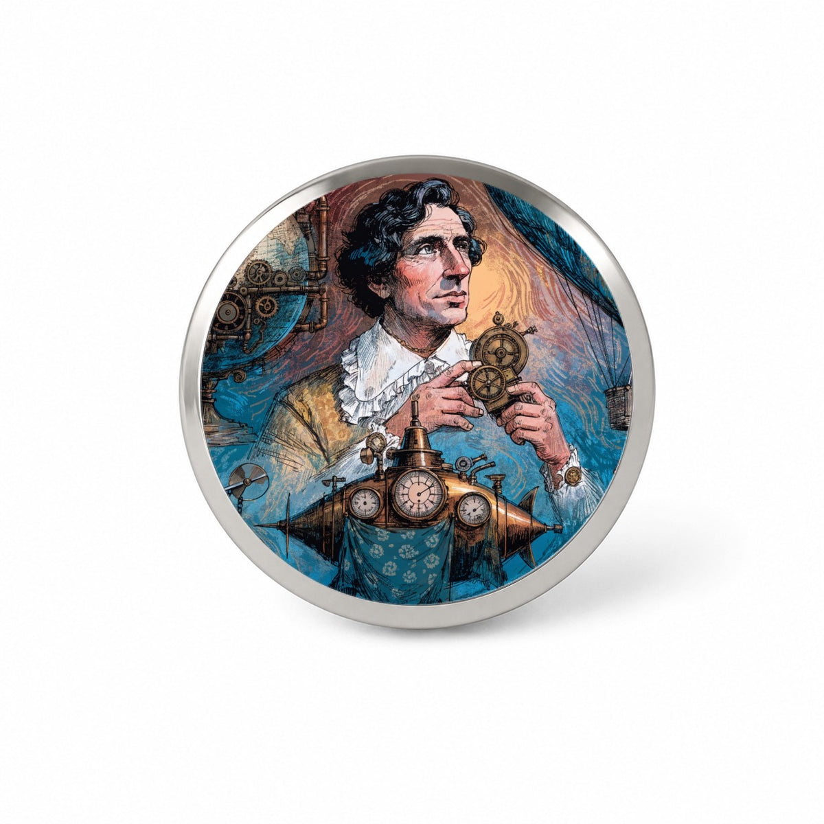 Jules Verne Author Novelty Hat Backpack Lapel Pin