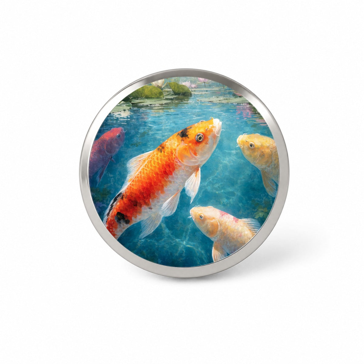 Koi Water Lily Pond Novelty Hat Backpack Lapel Pin