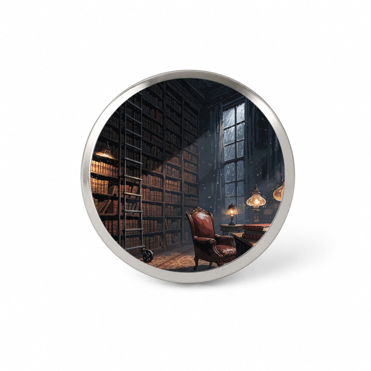 Library at Night Novelty Hat Backpack Lapel Pin